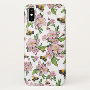 Flowering apple orchard with bees watercolor drawi Case-Mate iPhone case