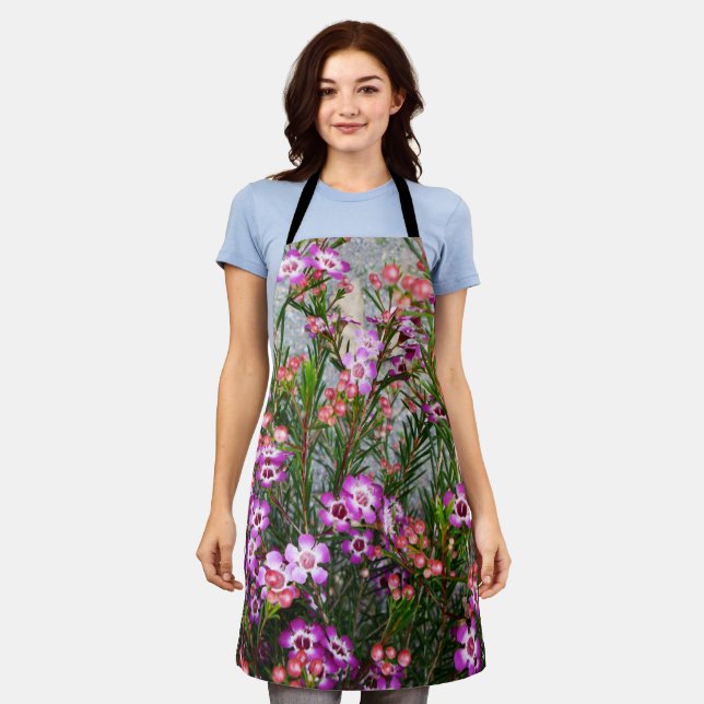 Flowering Aussie Native Tea Tree, Full Print Apron (Worn)