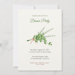 Flowering Basil Bundle Dinner Party Invitation