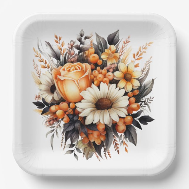 Flowering Bouquet Paper Plate (Front)