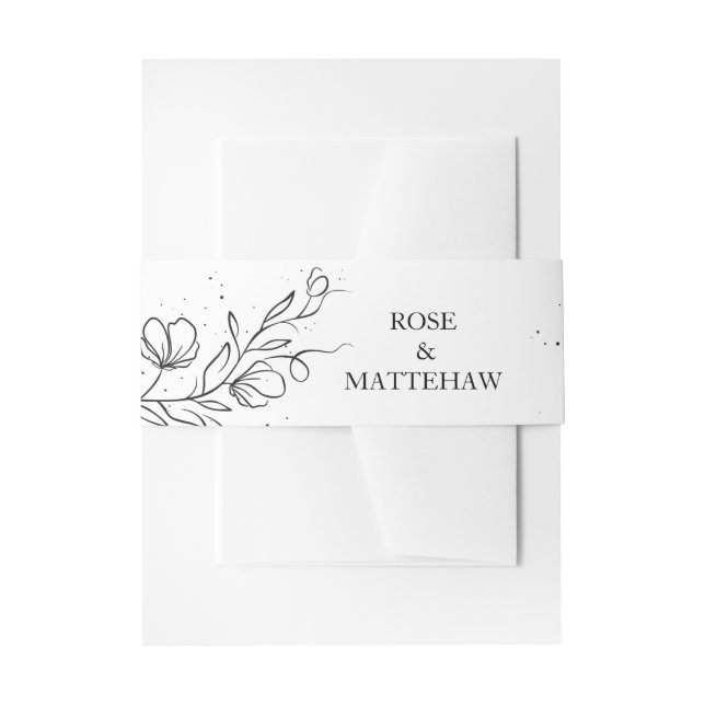 Flowering branch and drops of ink Invitation Invit Invitation Belly Band (Front Example)