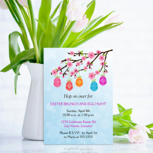 Flowering Branch Easter Eggs Party Invitation