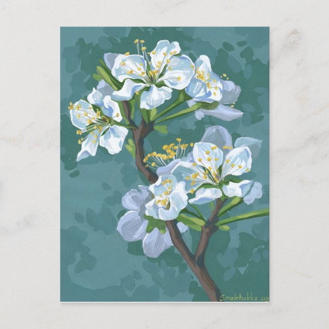 Flowering branch of the apple tree postcard (Front)