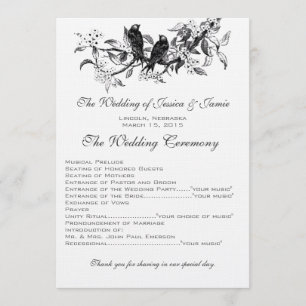 Flowering Branch Vintage Love Bird Wedding Program