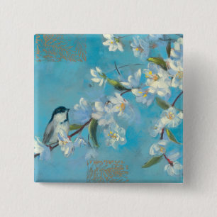 Flowering Branches 2 Inch Square Button