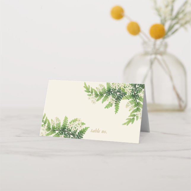 Flowering Ferns Wedding Place Card (Front)