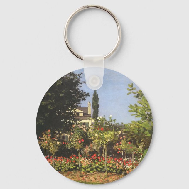 Flowering Garden at Sainte Adresse by Claude Monet Keychain (Front)