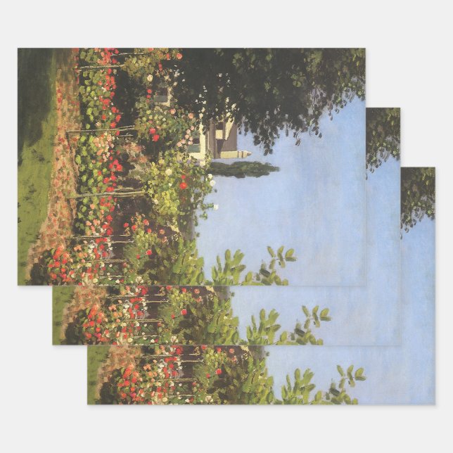 Flowering Garden at Sainte Adresse by Claude Monet Wrapping Paper Sheet (Set)