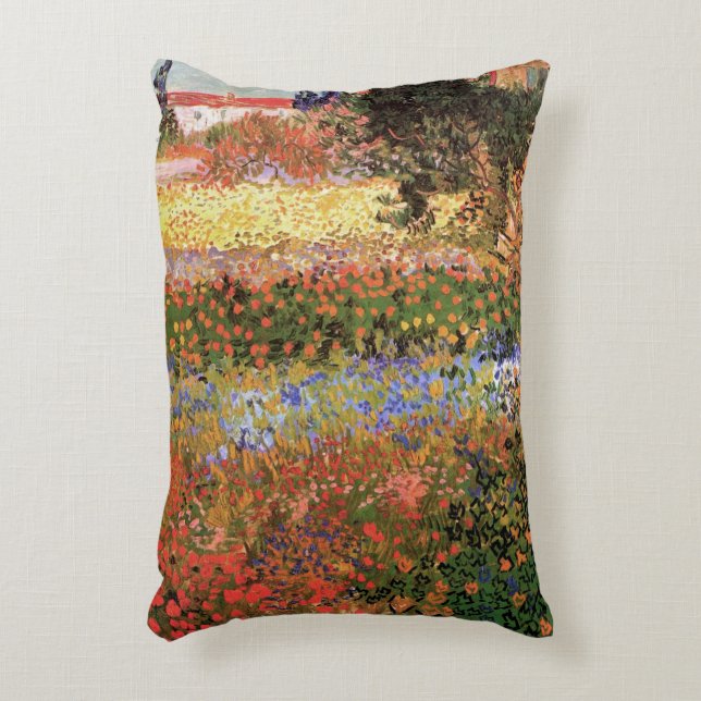 Flowering Garden by Vincent van Gogh Accent Pillow (Front(Vertical))