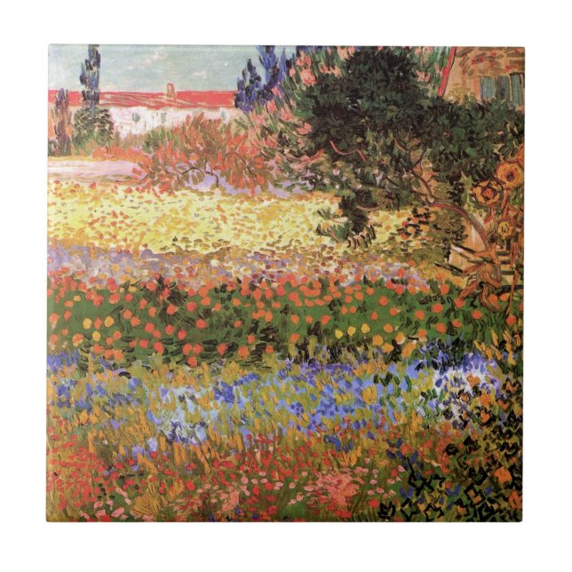 Flowering Garden by Vincent van Gogh Tile (Front)