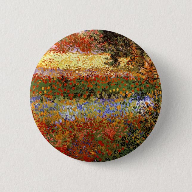 Flowering Garden (F430) Van Gogh Fine Art 2 Inch Round Button (Front)