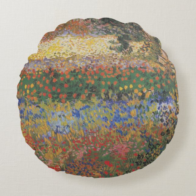 Flowering Garden - Vincent van Gogh Round Pillow (Front)