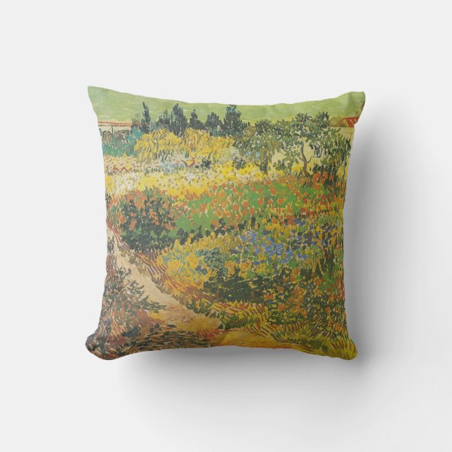 Flowering Garden with Path (1889) by Van Gogh Throw Pillow (Front)