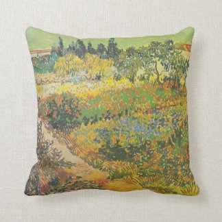 Flowering Garden with Path (1889) by Van Gogh Throw Pillow