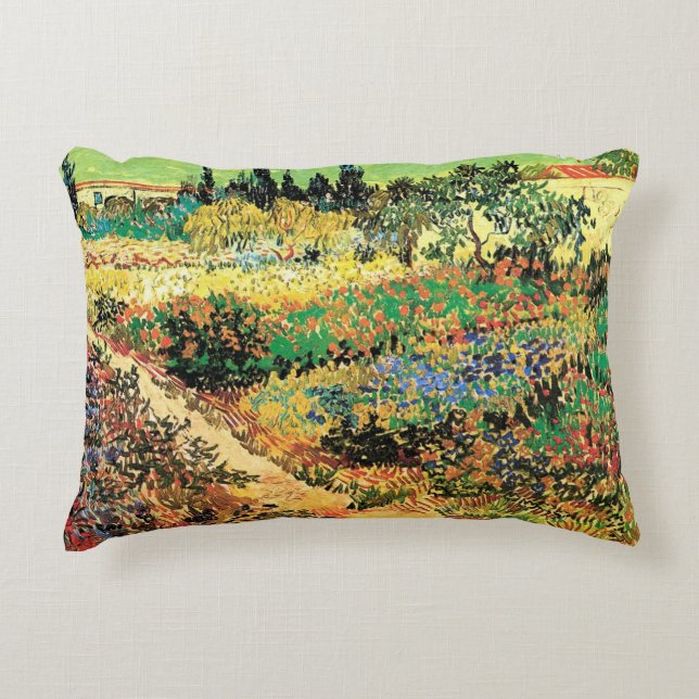 Flowering Garden with Path by Vincent van Gogh Decorative Pillow (Front)