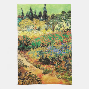 Flowering Garden with Path by Vincent van Gogh Kitchen Towel