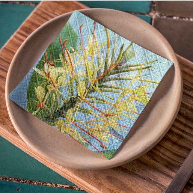 Flowering Ginger Lily Plant Floral Napkin (In Situ Plate)