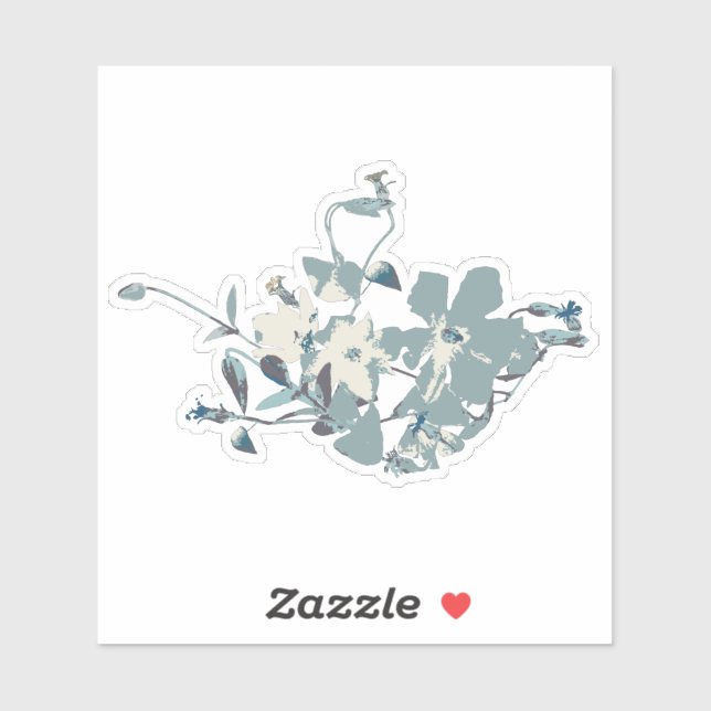 Flowering Grey Blue Cream Clematis Vines Pattern (Sheet)