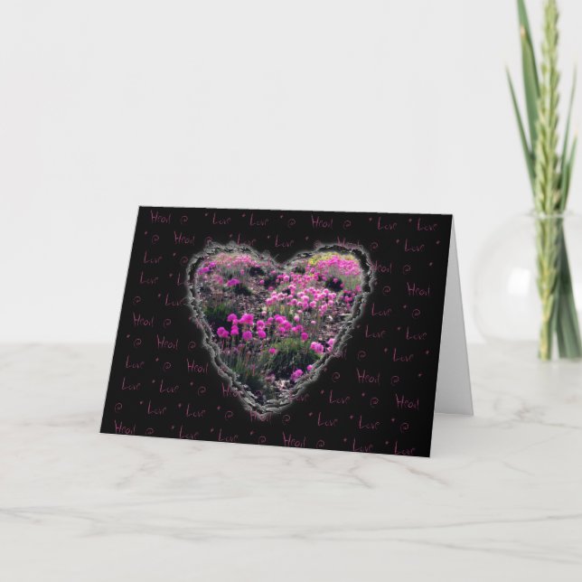 Flowering Heart Valentine Love Romance Card (Front)