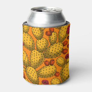 Flowering opuntia in yellow can cooler