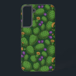 Flowering opuntia on dark green samsung galaxy case<br><div class="desc">hand drawn vector pattern with flowering opuntia</div>