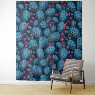 Flowering opuntia tapestry