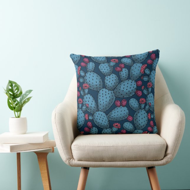Flowering opuntia throw pillow (Chair)