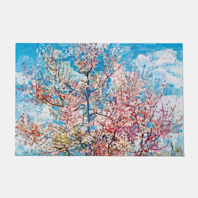 Flowering Peach Tree, Van Gogh Doormat (Front)