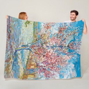 Flowering Peach Tree, Van Gogh Fleece Blanket