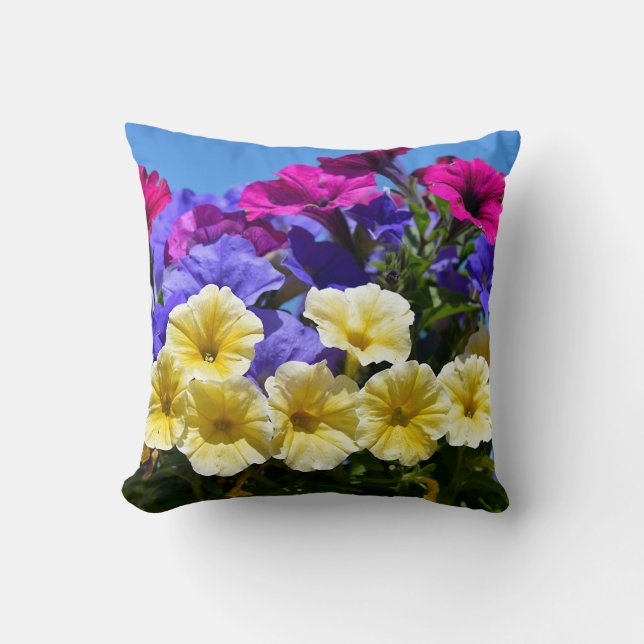 Flowering petunia surfinia postcard T-Shirt Throw Pillow (Front)