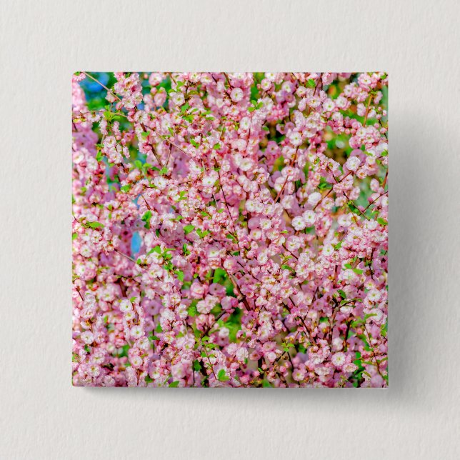Flowering Plum 2 Inch Square Button (Front)