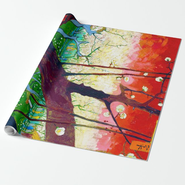 Flowering Plum Tree (after Hiroshige), Van Gogh Wrapping Paper (Unrolled)