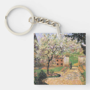 Flowering Plum Tree, Eragny Camille Pissarro   Keychain