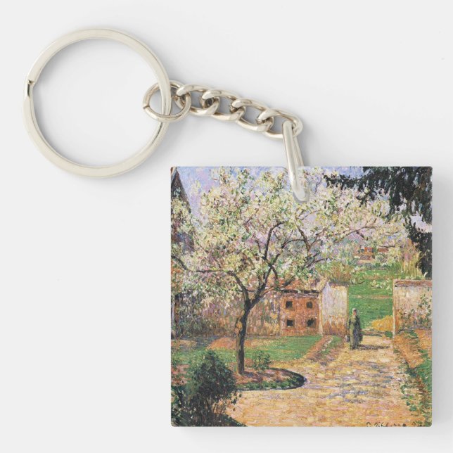Flowering Plum Tree, Eragny Camille Pissarro   Keychain (Front)