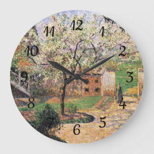 Flowering Plum Tree, Eragny Camille Pissarro Large Clock