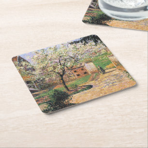 Flowering Plum Tree, Eragny Camille Pissarro Square Paper Coaster