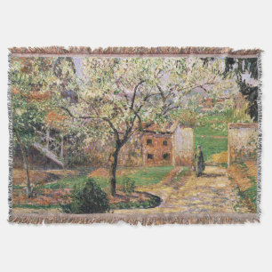 Flowering Plum Tree, Eragny Camille Pissarro   Throw Blanket