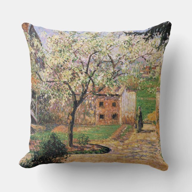Flowering Plum Tree, Eragny Camille Pissarro   Throw Pillow (Front)