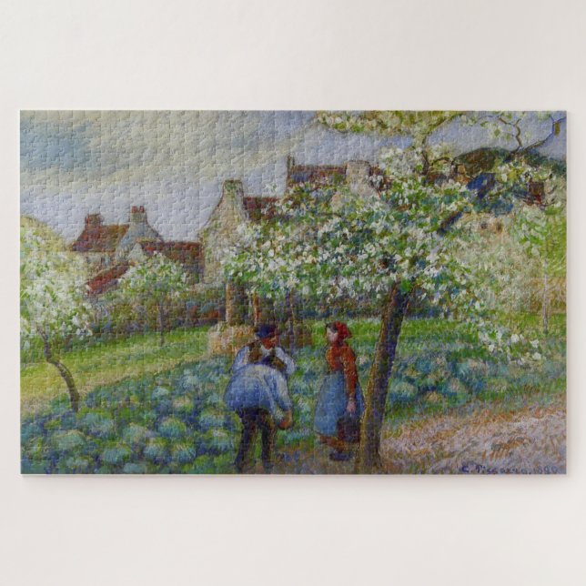 Flowering Plum Trees 1890 by Camille Pissarro Jigsaw Puzzle (Horizontal)