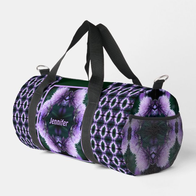 Flowering Purple Allium Abstract Personalized Duffle Bag (Right Corner)