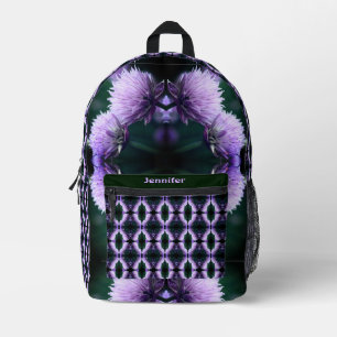 Flowering Purple Allium Abstract Personalized Printed Backpack
