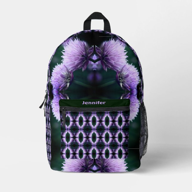 Flowering Purple Allium Abstract Personalized Printed Backpack (Front)