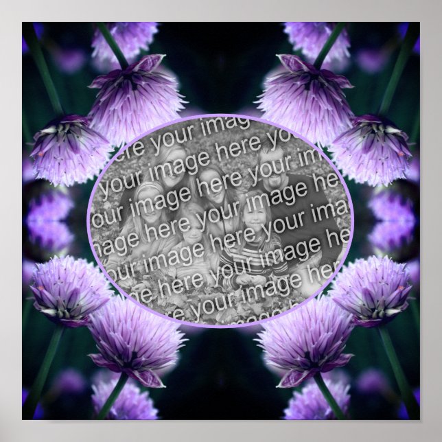 Flowering Purple Scallion Frame Add Your Own Photo Poster (Front)