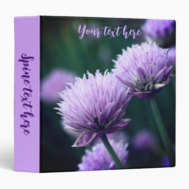 Flowering Purple Scallion Onion Personalized Binder (Front/Spine)