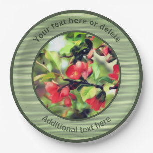 Flowering Quince Floral Art Personalized Party Paper Plate