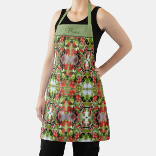 Flowering Quince Red Blossom Pattern Personalized Apron