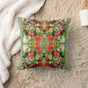Flowering Quince Red Blossoms Abstract Throw Pillow
