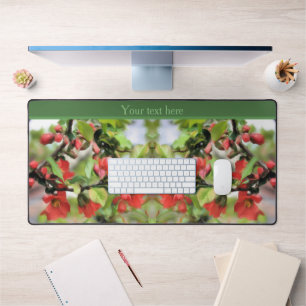 Flowering Quince Red Blossoms Personalized Desk Mat