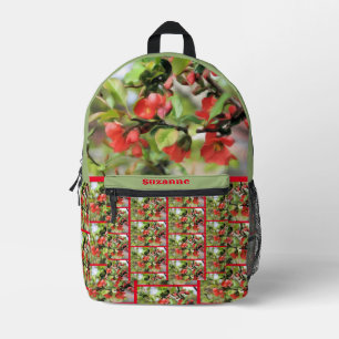Flowering Quince Red Blossoms Personalized Printed Backpack
