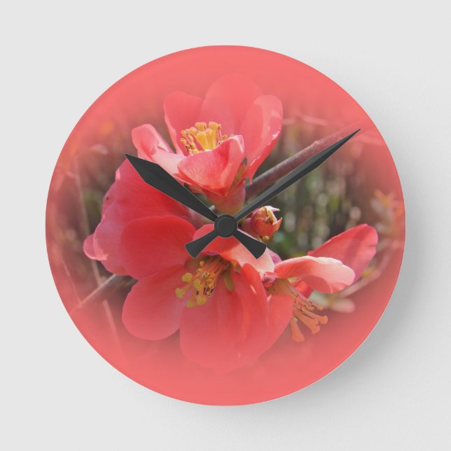 Flowering Quince Tree Round Clock (Front)